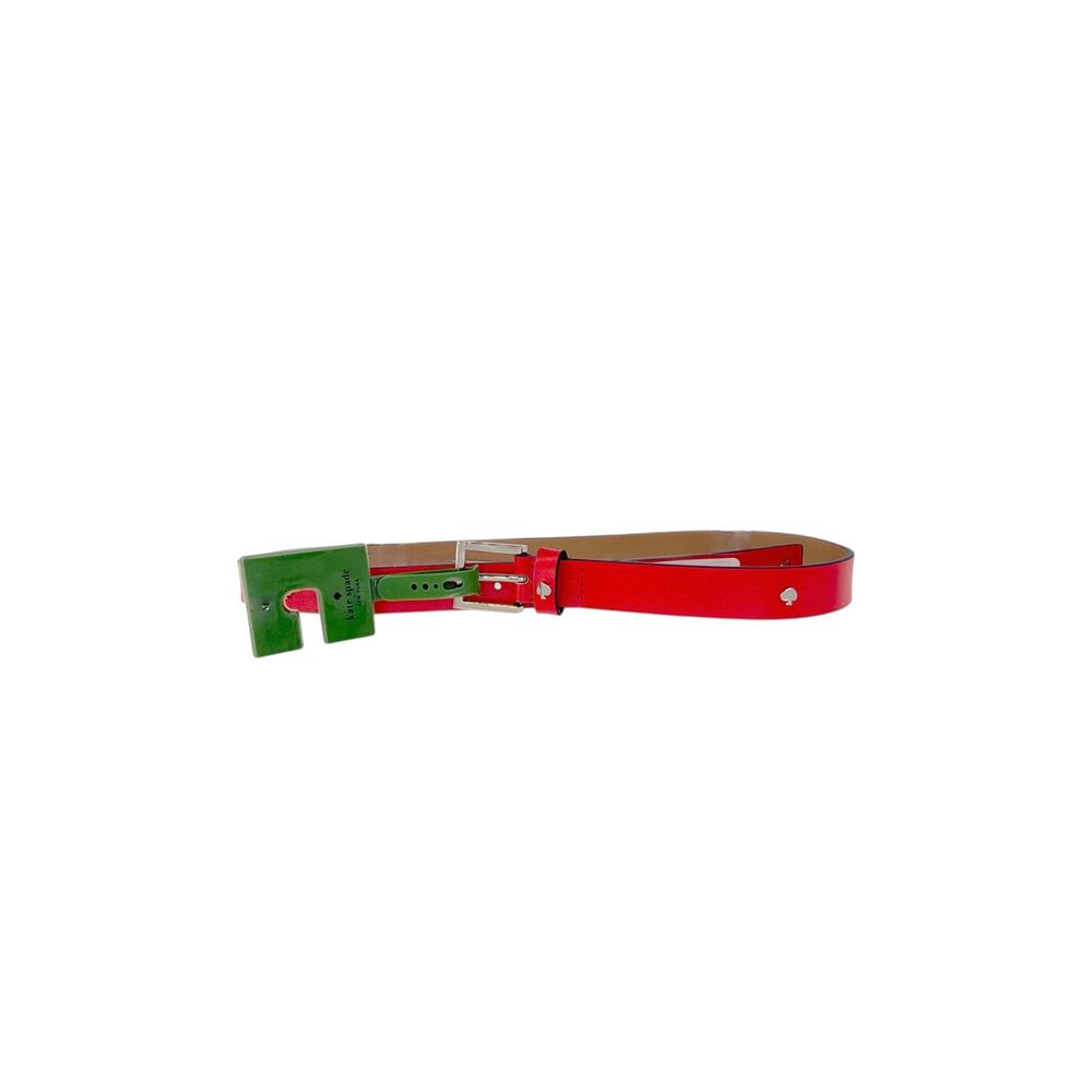 KATE SPADE New York Spade Stud Leather Belt in Maraschino M - Picture 2 of 7